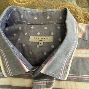 Ted Baker Men's Casual Shirt - Gray, Pink, White Stripes